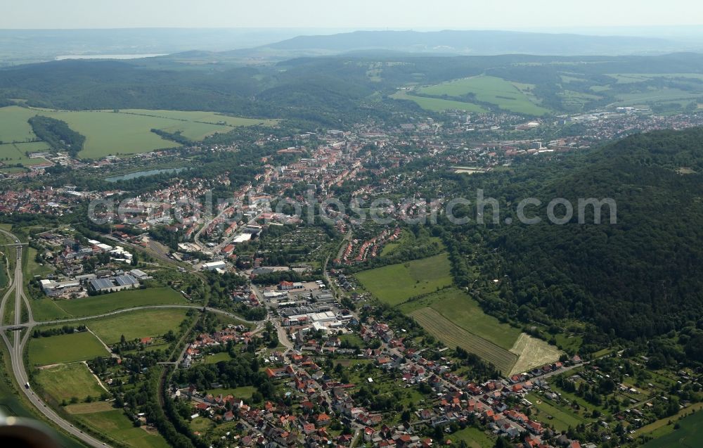 Sondershausen from above - City area with outside districts and inner city area in Sondershausen in the state Thuringia, Germany