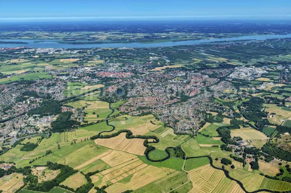 Stade from above - City area with outside districts and inner city area in Stade in the state Lower Saxony, Germany