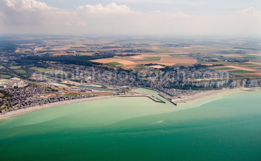 Aerial image Le Treport - City area with outside districts and inner city area in Le Treport in Normandie, France