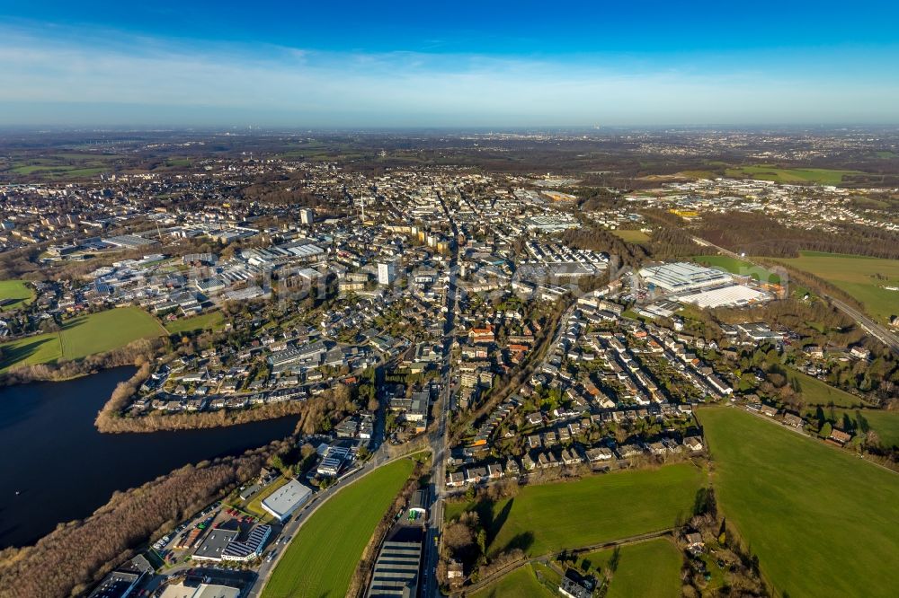 Aerial image Velbert - City area with outside districts and inner city area in Velbert in the state North Rhine-Westphalia, Germany