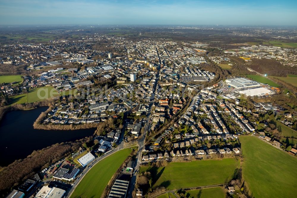 Aerial photograph Velbert - City area with outside districts and inner city area in Velbert in the state North Rhine-Westphalia, Germany