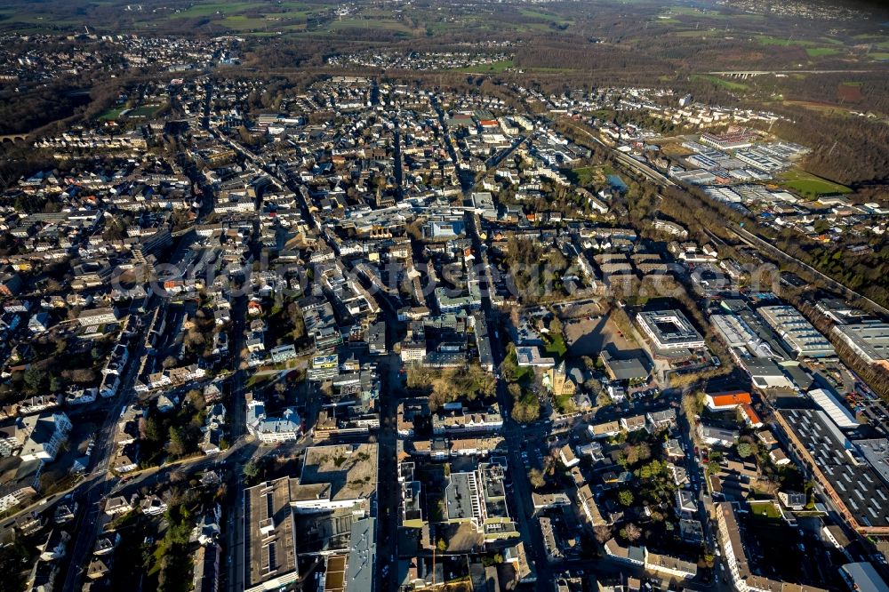 Aerial photograph Velbert - City area with outside districts and inner city area in Velbert in the state North Rhine-Westphalia, Germany