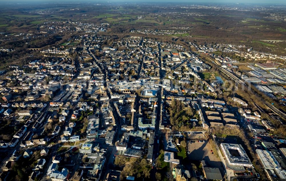 Velbert from above - City area with outside districts and inner city area in Velbert in the state North Rhine-Westphalia, Germany