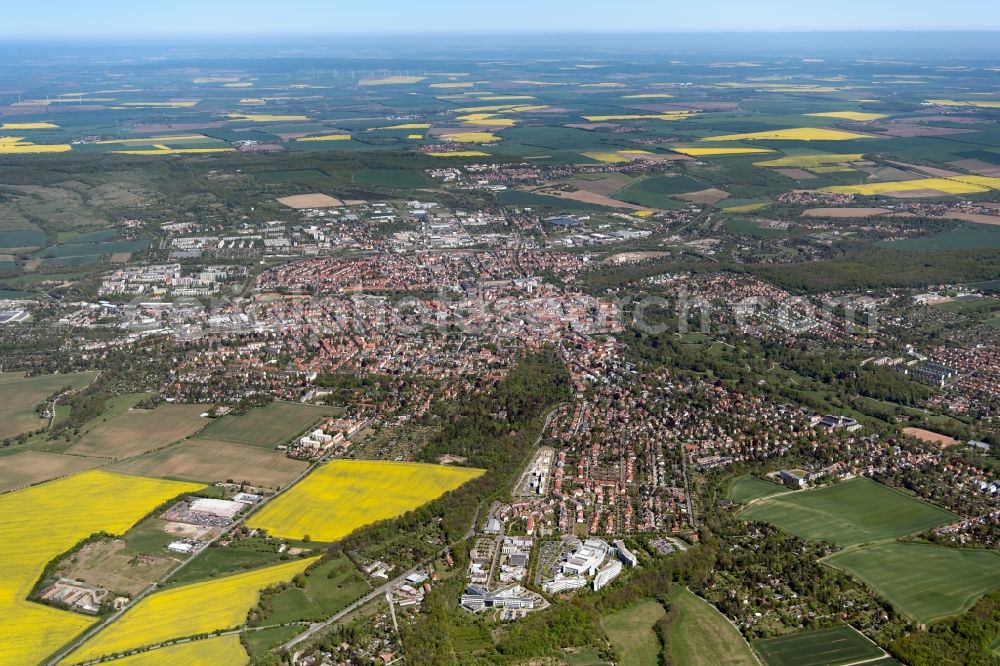 Aerial image Weimar - City area with outside districts and inner city area in Weimar in the state Thuringia, Germany