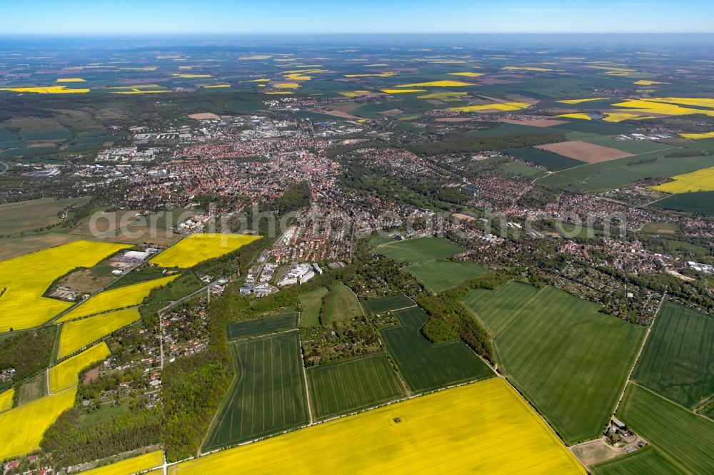 Aerial photograph Weimar - City area with outside districts and inner city area in Weimar in the state Thuringia, Germany