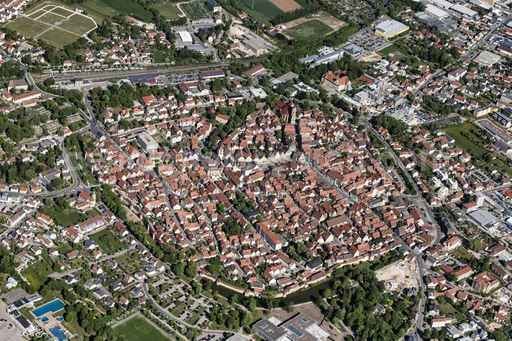 Weißenburg in Bayern from above - City area with outside districts and inner city area in Weissenburg in Bayern in the state Bavaria, Germany