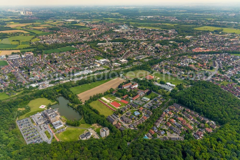 Werne from the bird's eye view: City area with outside districts and inner city area in Werne in the state North Rhine-Westphalia, Germany