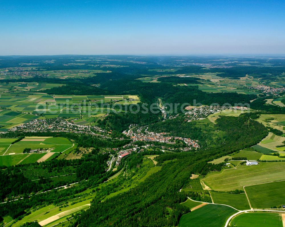 Aerial photograph Wildberg - City area with outside districts and inner city area in Wildberg in the state Baden-Wuerttemberg, Germany