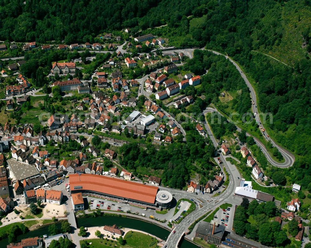 Aerial image Wimberg - City area with outside districts and inner city area in Wimberg in the state Baden-Wuerttemberg, Germany