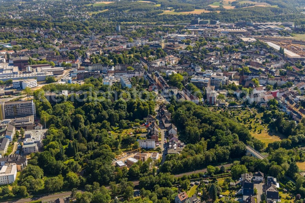 Aerial photograph Witten - City area with outside districts and inner city area in Witten in the state North Rhine-Westphalia, Germany