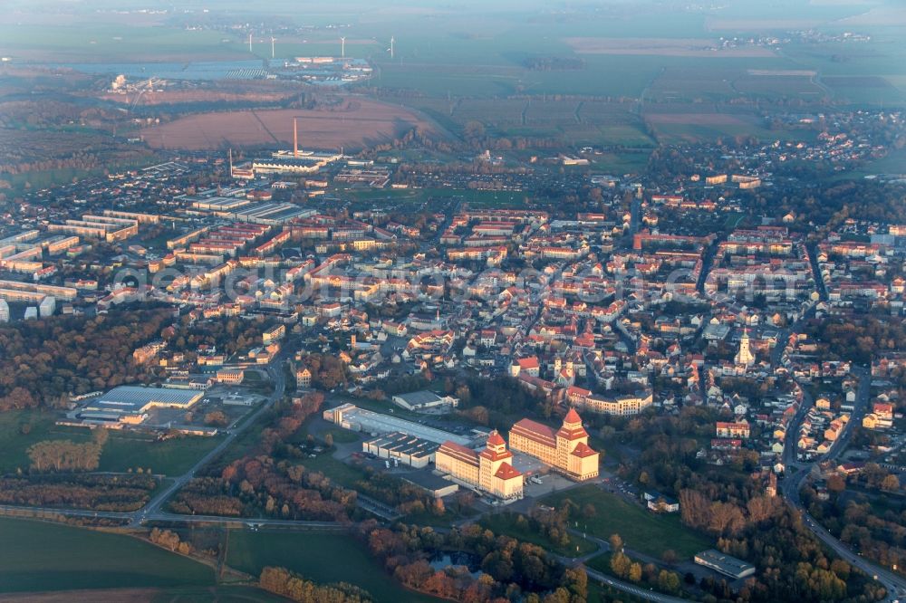 Wurzen from the bird's eye view: City area with outside districts and inner city area in Wurzen in the state Saxony, Germany