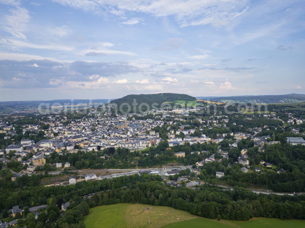 Aerial image Annaberg-Buchholz - City area with outside districts and inner city area in Annaberg-Buchholz in the state Saxony, Germany