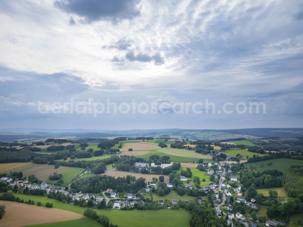 Annaberg-Buchholz from above - City area with outside districts and inner city area in Annaberg-Buchholz in the state Saxony, Germany