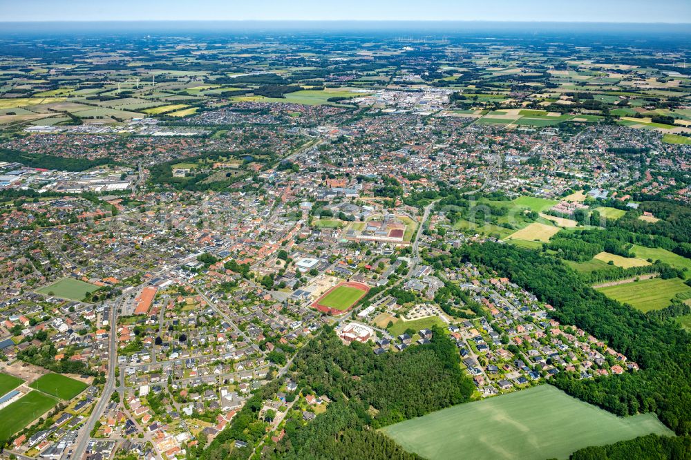 Aerial photograph Vechta - City area with outside districts and inner city area in Vechta in the state Lower Saxony, Germany