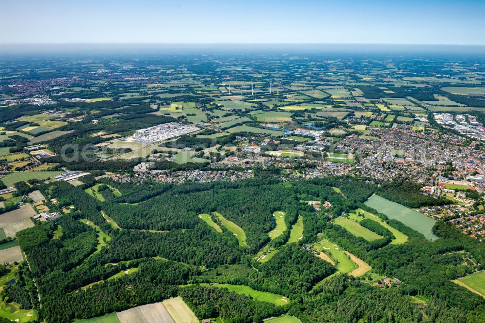 Vechta from above - City area with outside districts and inner city area in Vechta in the state Lower Saxony, Germany