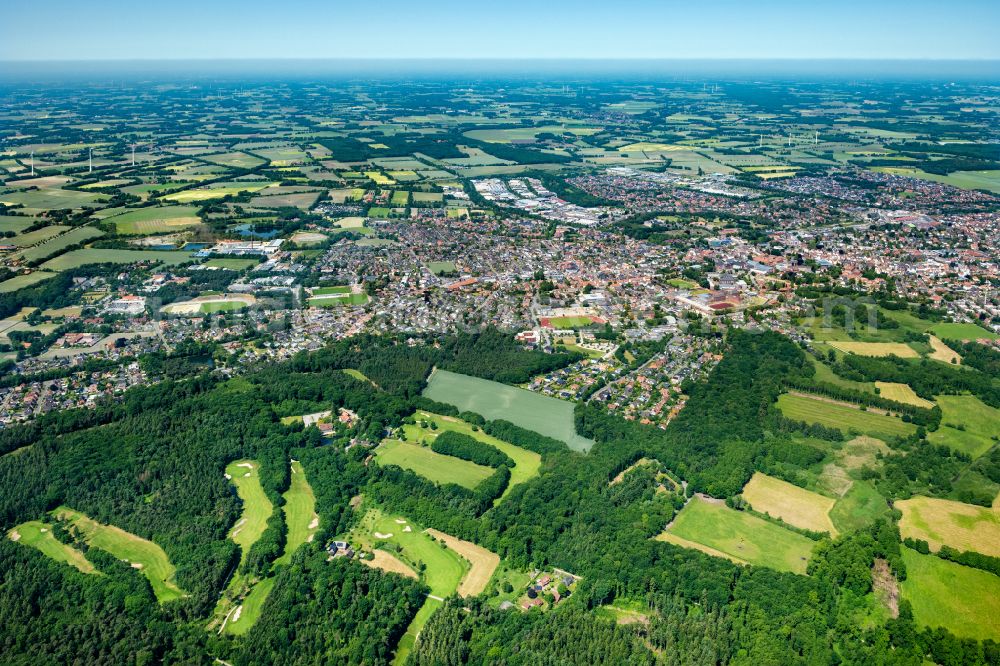 Vechta from the bird's eye view: City area with outside districts and inner city area in Vechta in the state Lower Saxony, Germany