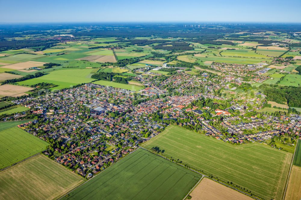 Wittingen from above - City area with outside districts and inner city area in Wittingen in the state Lower Saxony, Germany