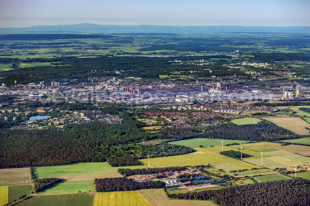 Aerial image Wolfsburg - City area with outside districts and inner city area in Wolfsburg in the state Lower Saxony, Germany