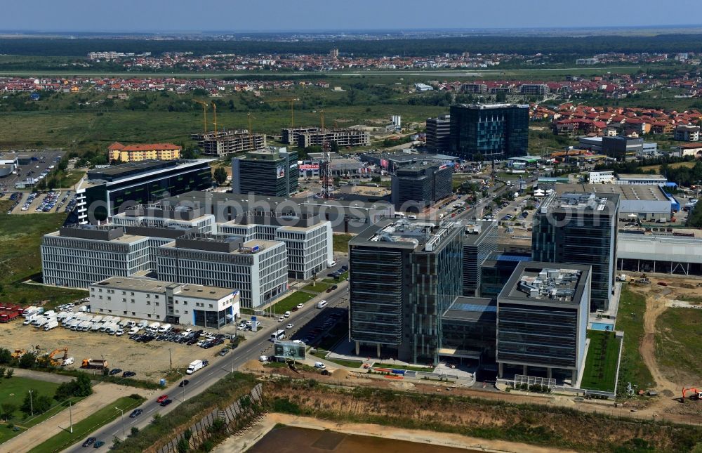 Bukarest from above - View of a business area in Bucharest in Romania