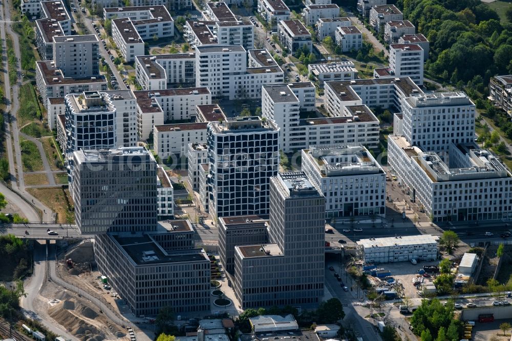 Aerial image München - Building site office building Kap West on Friedenheimer Bruecke corner Birketweg in the district Hirschgarten in Munich in the state Bavaria, Germany