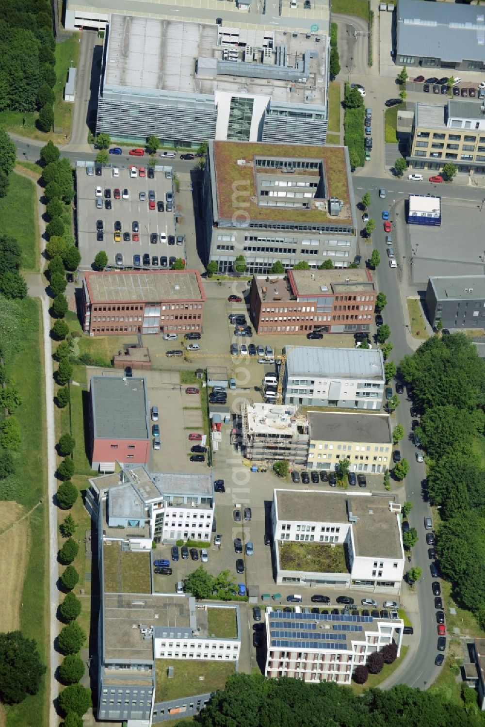 Bochum from the bird's eye view: Commercial building of MARKUS GEROLD ENTERPRISE GROUP at the Lennershofstrasse in Bochum in the state North Rhine-Westphalia