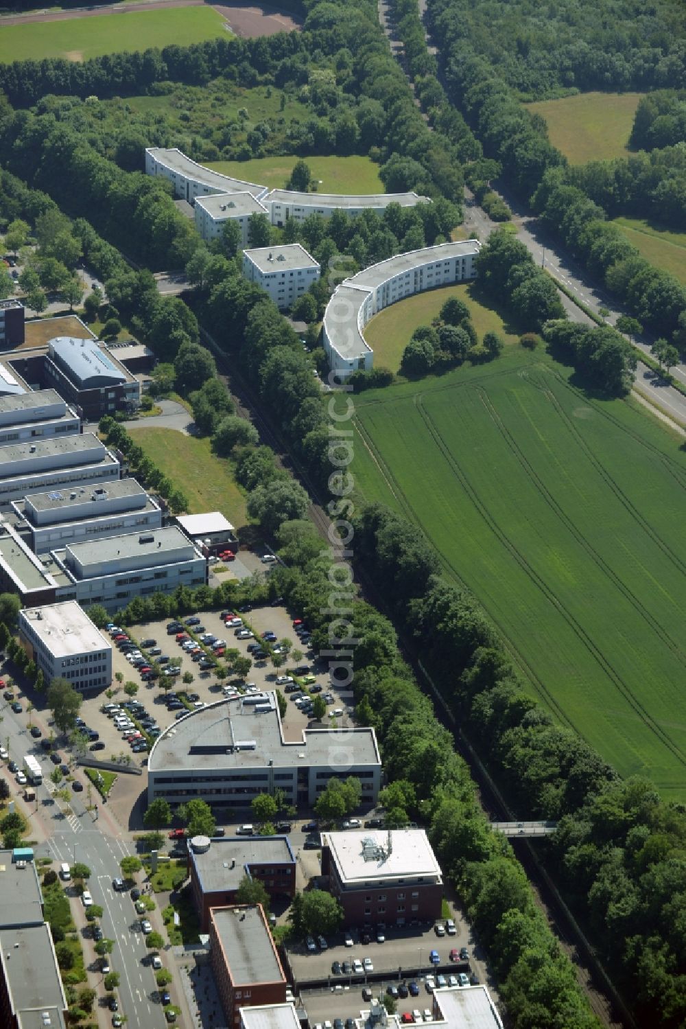 Dortmund from the bird's eye view: Commercial building of MARKUS GEROLD ENTERPRISE GROUP on Otto-Hahn-Strasse in Dortmund in the state North Rhine-Westphalia