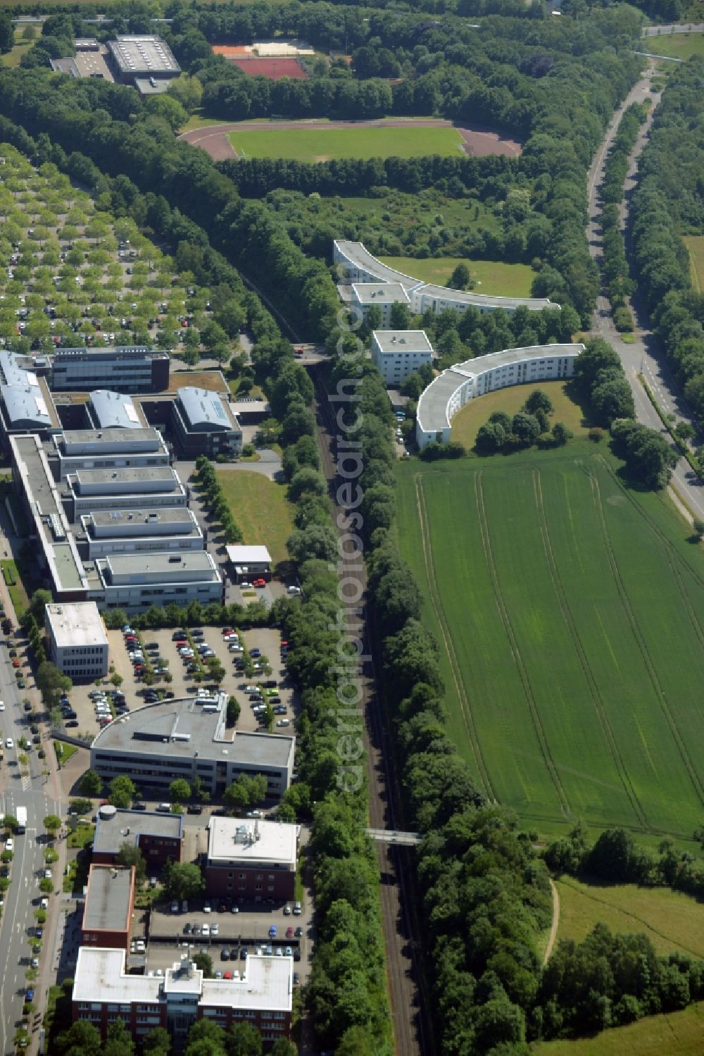 Aerial image Dortmund - Commercial building of MARKUS GEROLD ENTERPRISE GROUP on Otto-Hahn-Strasse in Dortmund in the state North Rhine-Westphalia