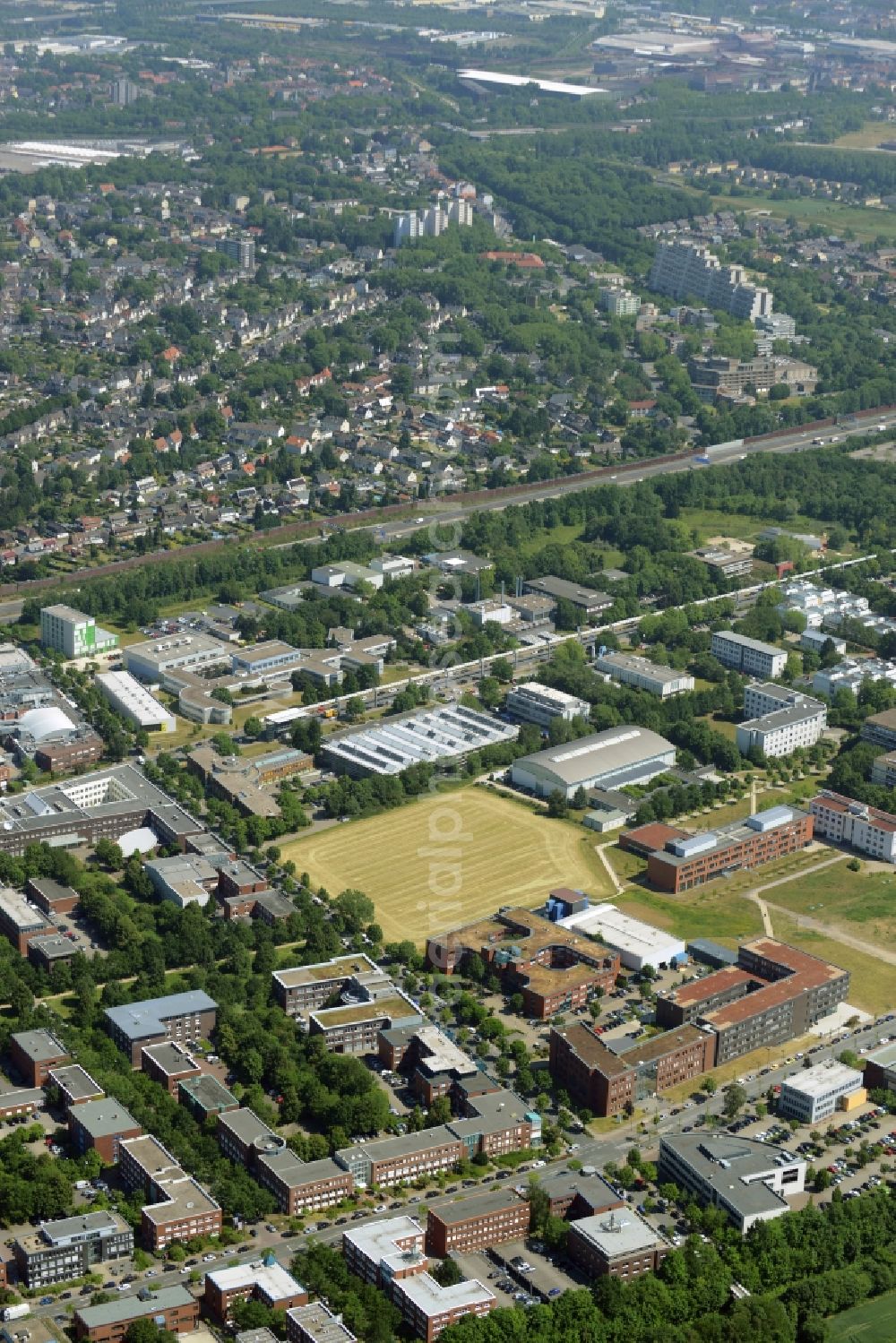 Dortmund from the bird's eye view: Commercial building of MARKUS GEROLD ENTERPRISE GROUP on Otto-Hahn-Strasse in Dortmund in the state North Rhine-Westphalia