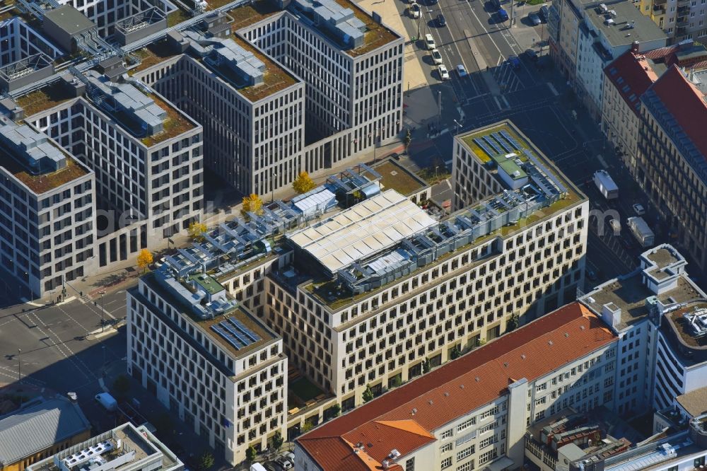 Aerial image Berlin - Office building Brot for the Welt a?? Evangelischer Entwicklungsdienst Evangelisches factory fuer Diakonie and Entwicklung e.V. on Caroline-Michaelis-Strasse in Berlin, Germany