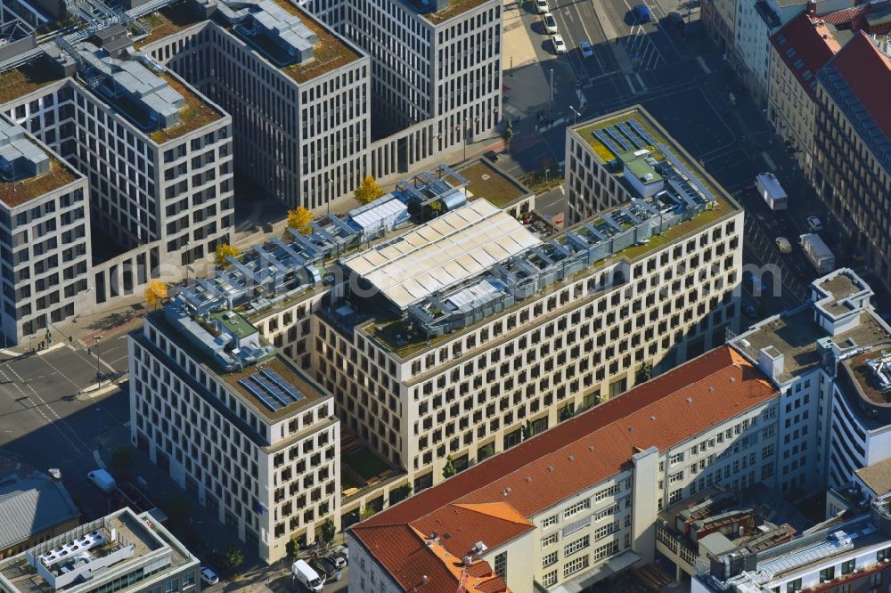 Aerial photograph Berlin - Office building Brot for the Welt a?? Evangelischer Entwicklungsdienst Evangelisches factory fuer Diakonie and Entwicklung e.V. on Caroline-Michaelis-Strasse in Berlin, Germany