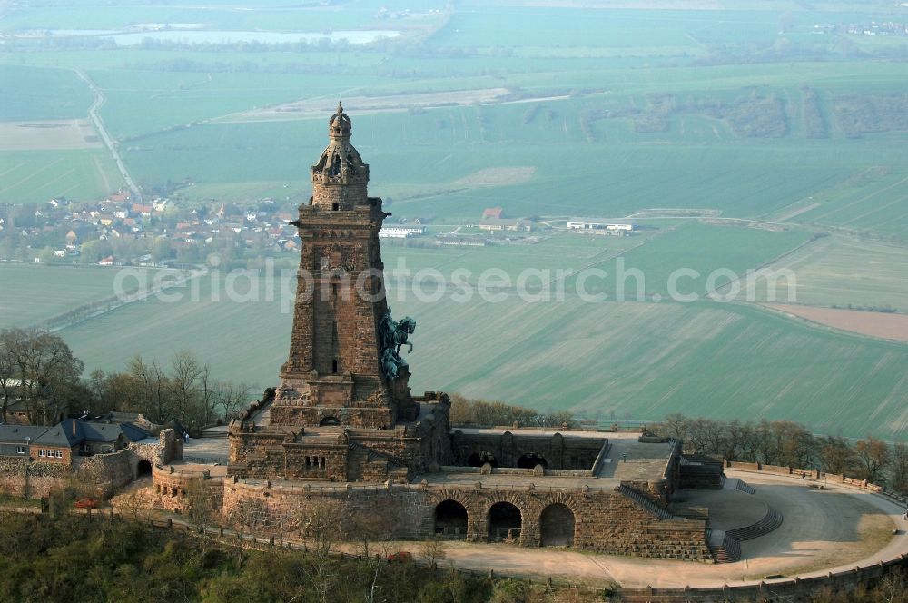 Aerial photograph Steinthaleben - Tourist attraction of the historic monument Kyffhaeuserdenkmals bei Steinthaleben in Kyffhaeuserland in the state Thuringia