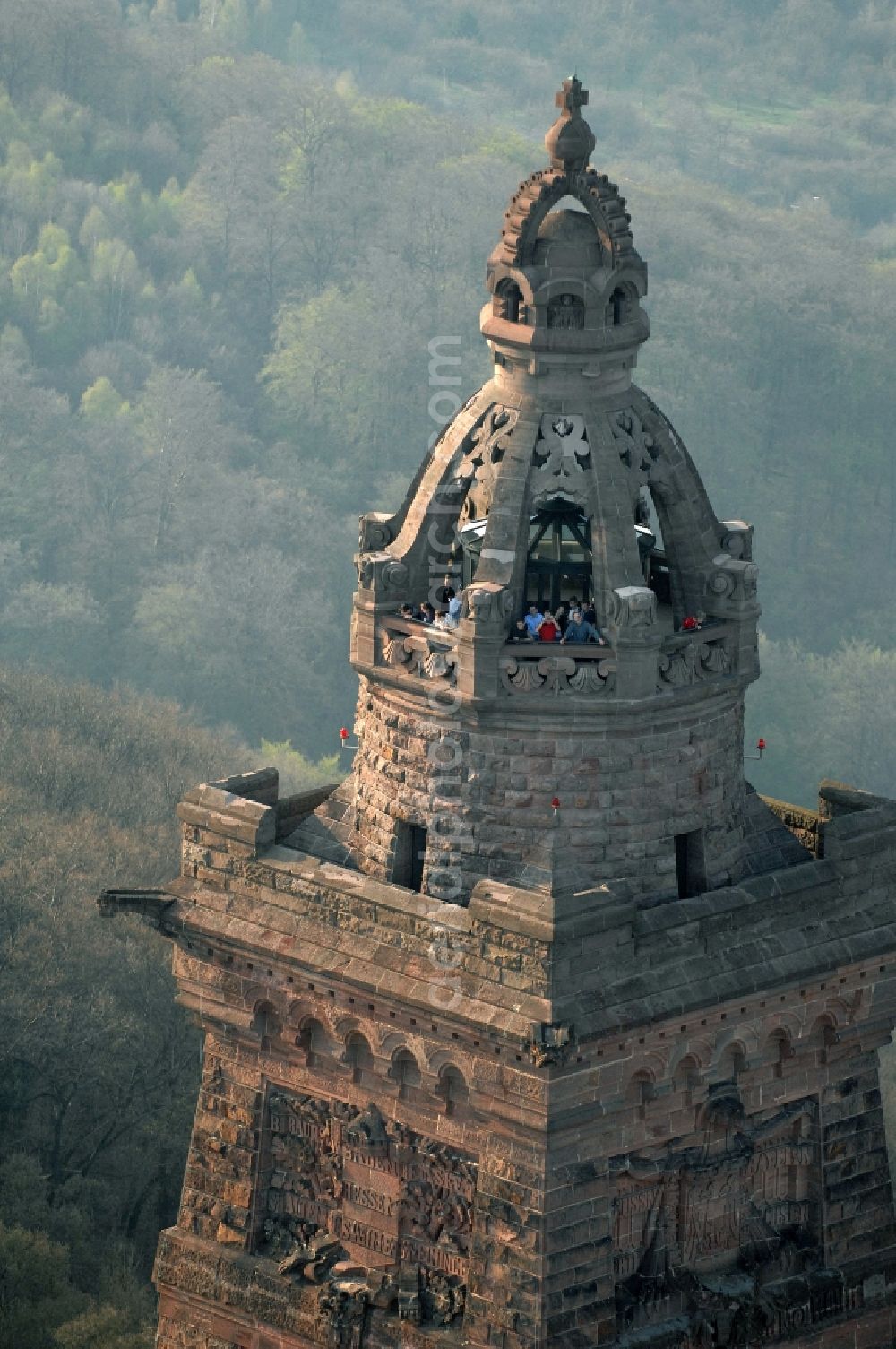 Steinthaleben from the bird's eye view: Tourist attraction of the historic monument Kyffhaeuserdenkmals bei Steinthaleben in Kyffhaeuserland in the state Thuringia