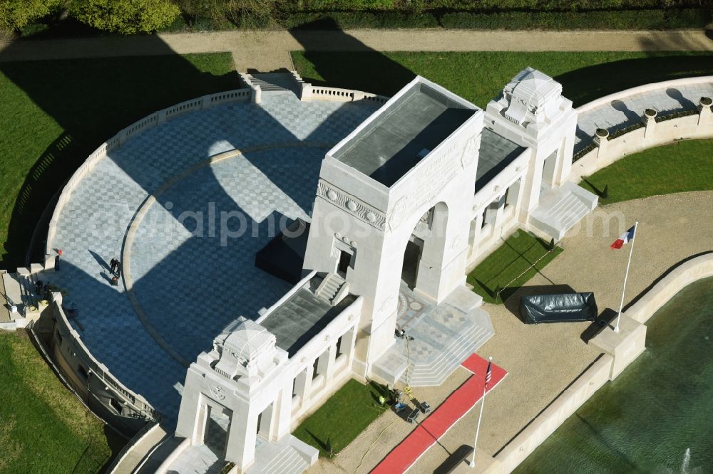 Marnes-la-Coquette from above - Tourist attraction of the historic monument Memorial de l'Escadrille la Fayette in Marnes-la-Coquette in Ile-de-France, France