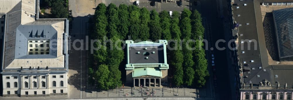 Berlin from above - Tourist attraction of the historic monument Neue Wache - Unter den Linden in Berlin, Germany