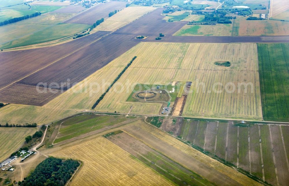 Aerial image Pömmelte - Tourist attraction of the historic monument Ringheiligtum in Poemmelte in the state Saxony-Anhalt, Germany