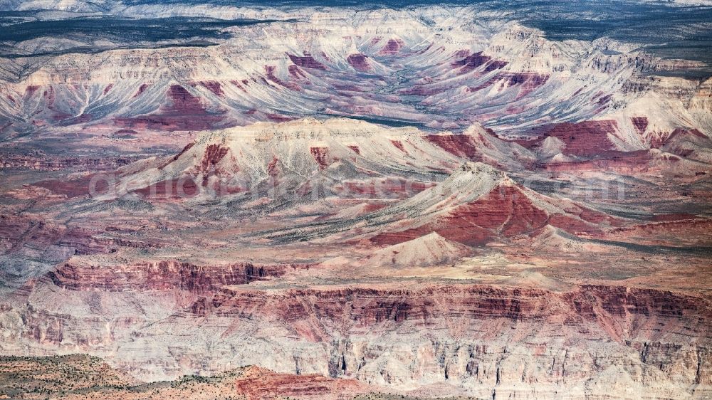 Supai from the bird's eye view: Rock massif and rock formation of Grand Canyon National Park in Supai in Arizona, United States of America