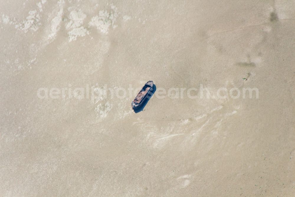 Aerial photograph Langeneß - Stranded ship at Langeness in the state Schleswig-Holstein