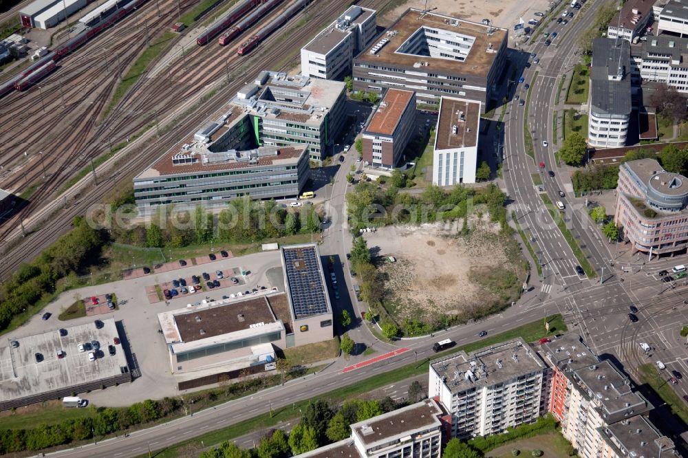 Aerial image Freiburg im Breisgau - Left over the chenter of the image: Health and medical center, doctors ond business house Postareal in Freiburg im Breisgau in the state Baden-Wuerttemberg