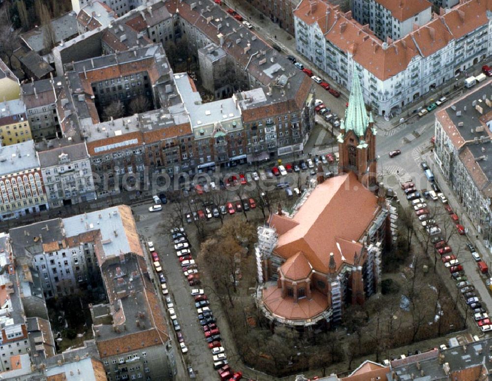 Aerial image Berlin - Prenzlauerberg - Gethsemanekirche im Prenzlauerberg 1995