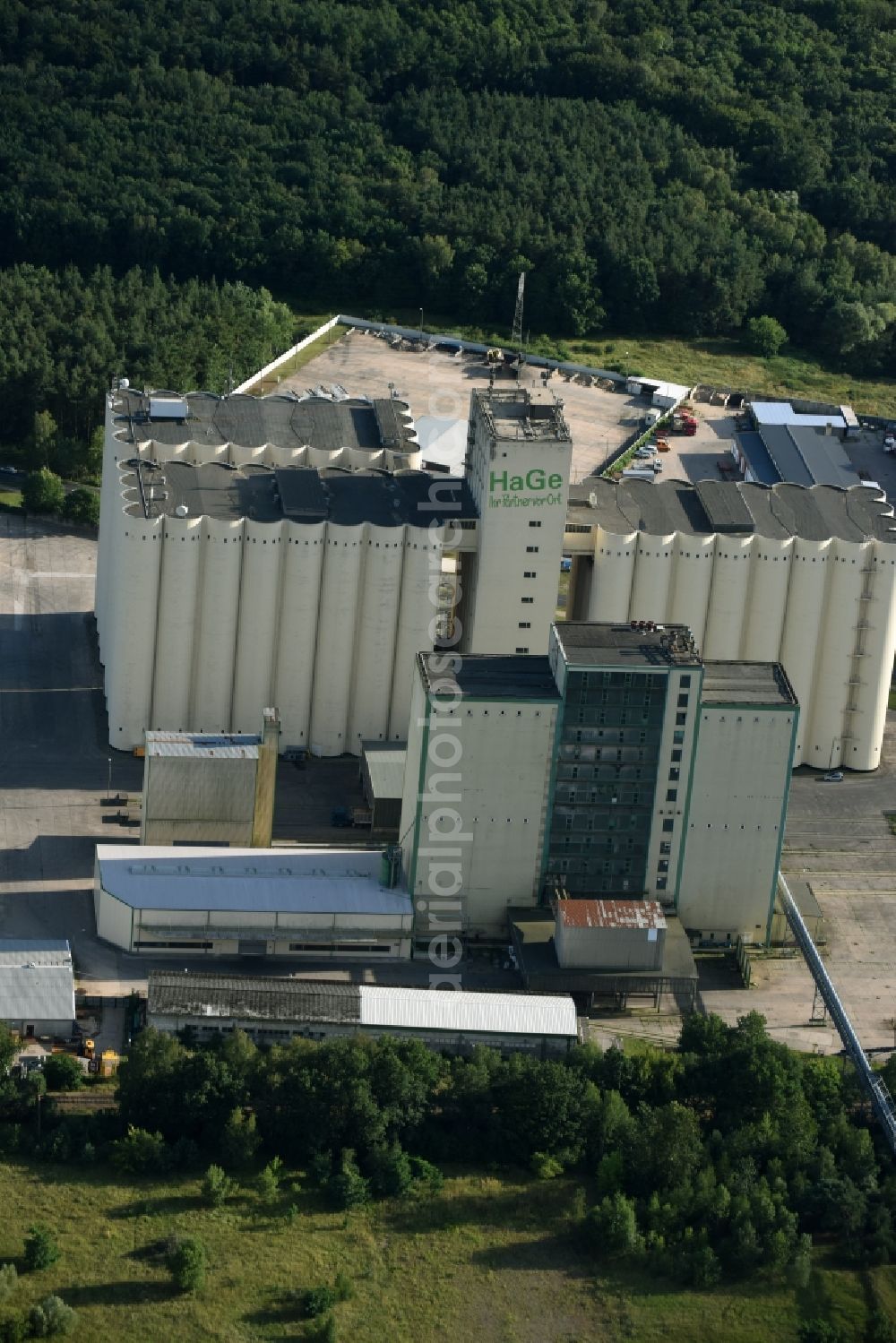 Aerial image Eberswalde - Grain storage silo of HaGe in Eberswalde in the state Brandenburg