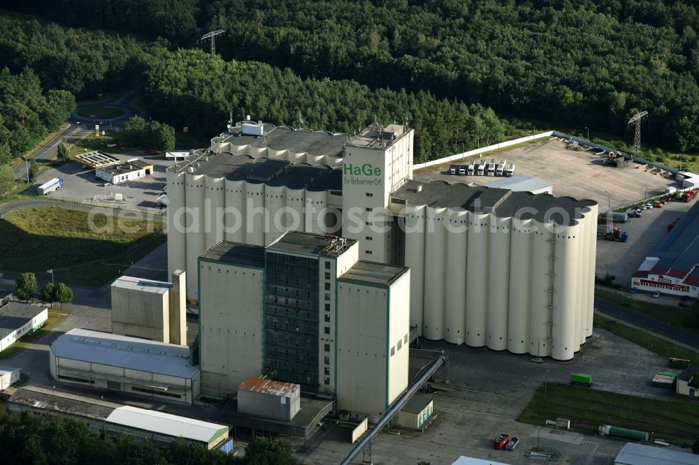 Eberswalde from above - Grain storage silo of HaGe in Eberswalde in the state Brandenburg