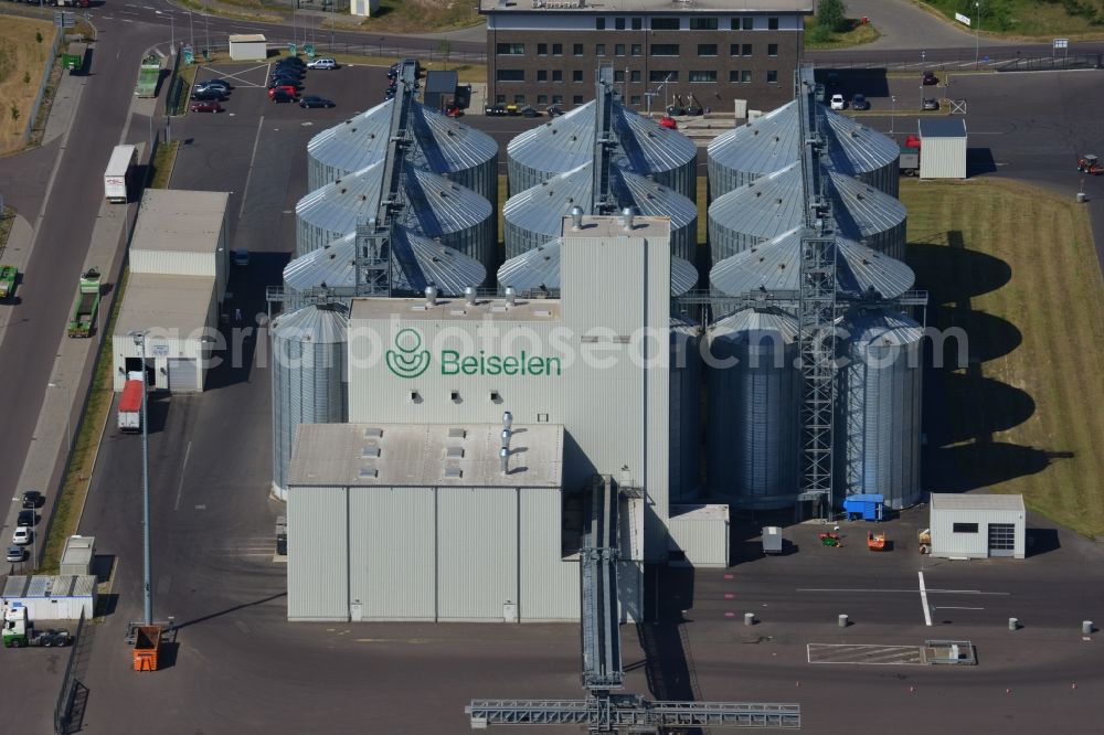 Aerial image Magdeburg - Grain storage silo of Beiselen GmbH in Magdeburg in the state Saxony-Anhalt