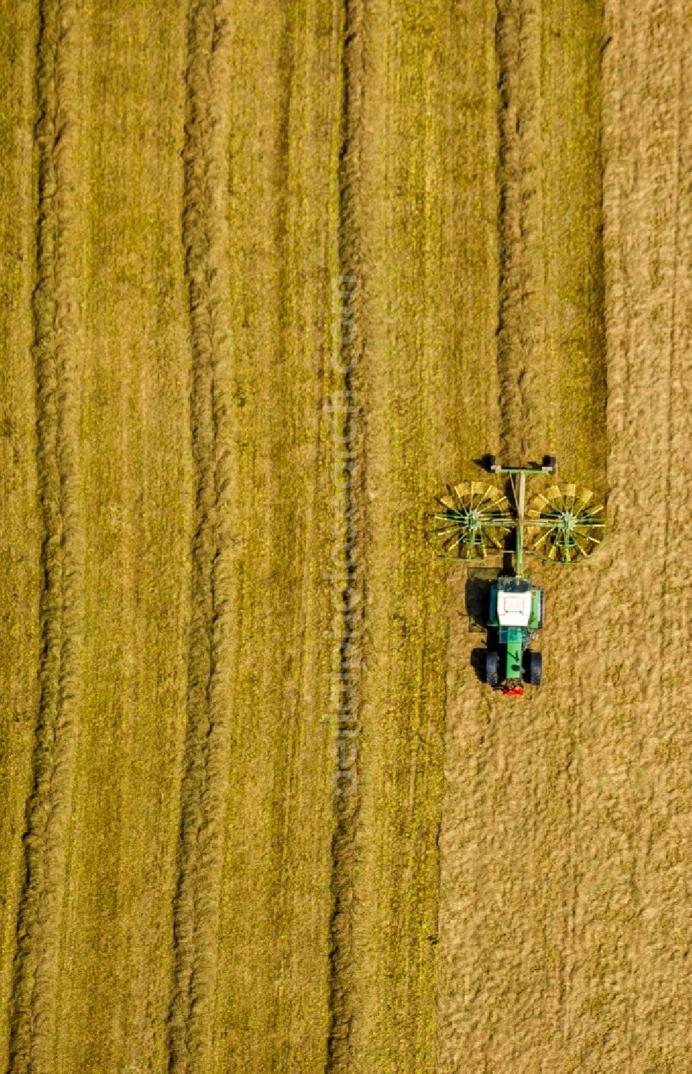 Sprockhövel from above - Grain and straw harvest on a field in Sprockhoevel in the state of North Rhine-Westphalia