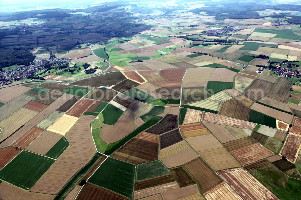 Limburg an der Lahn from the bird's eye view: Field structures in Limburg an der Lahn in the state Hesse