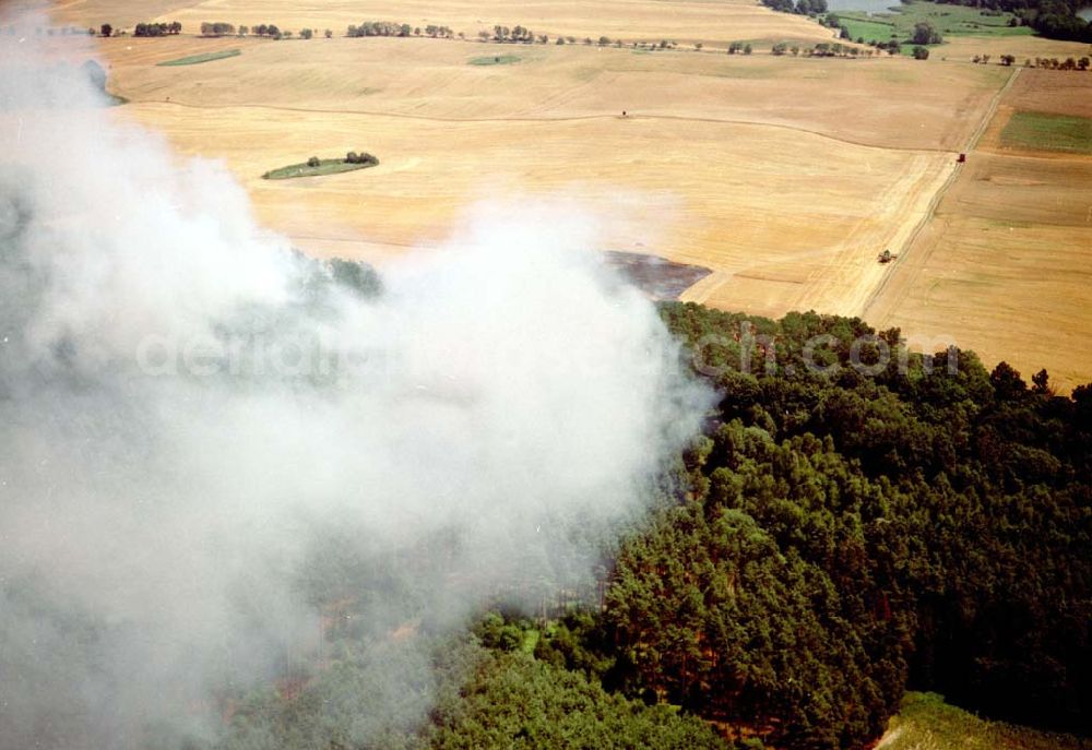 Buckow from above - Getreidefeldbrand südlich von Buckow in der Märkischen Schweiz am 09.07.02 gegen 14:00 Uhr MEZ