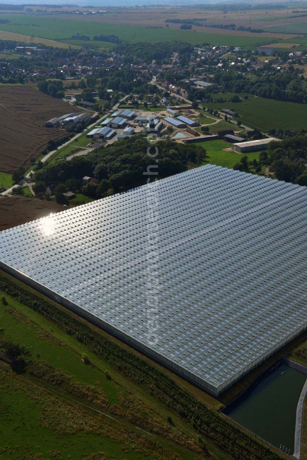 Aerial image Schkölen - Greenhouse plant for tomato production in Schkölen in Thuringia