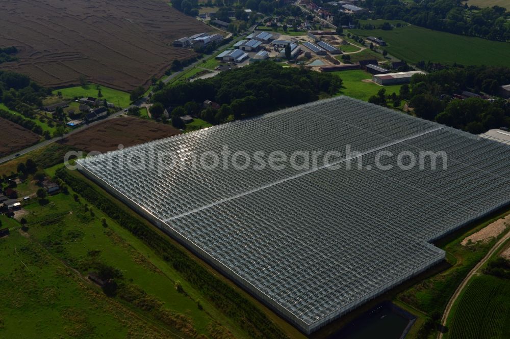 Aerial photograph Schkölen - Greenhouse plant for tomato production in Schkölen in Thuringia