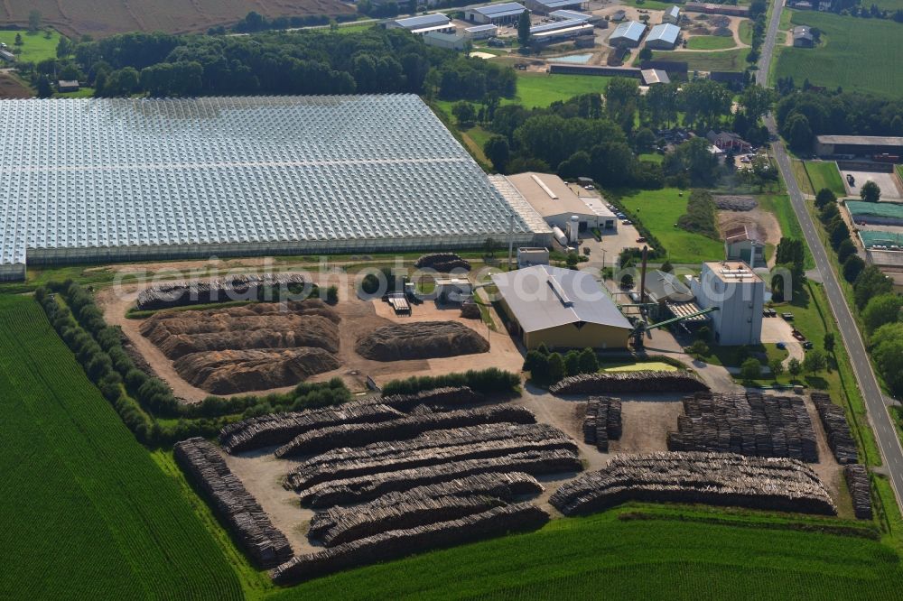 Aerial photograph Schkölen - Greenhouse plant for tomato production in Schkölen in Thuringia