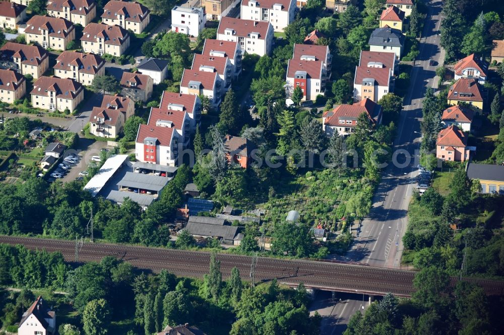 Aerial photograph Dresden - Glass roof surfaces in the greenhouse rows for Floriculture in the district Prohlis in Dresden in the state Saxony, Germany