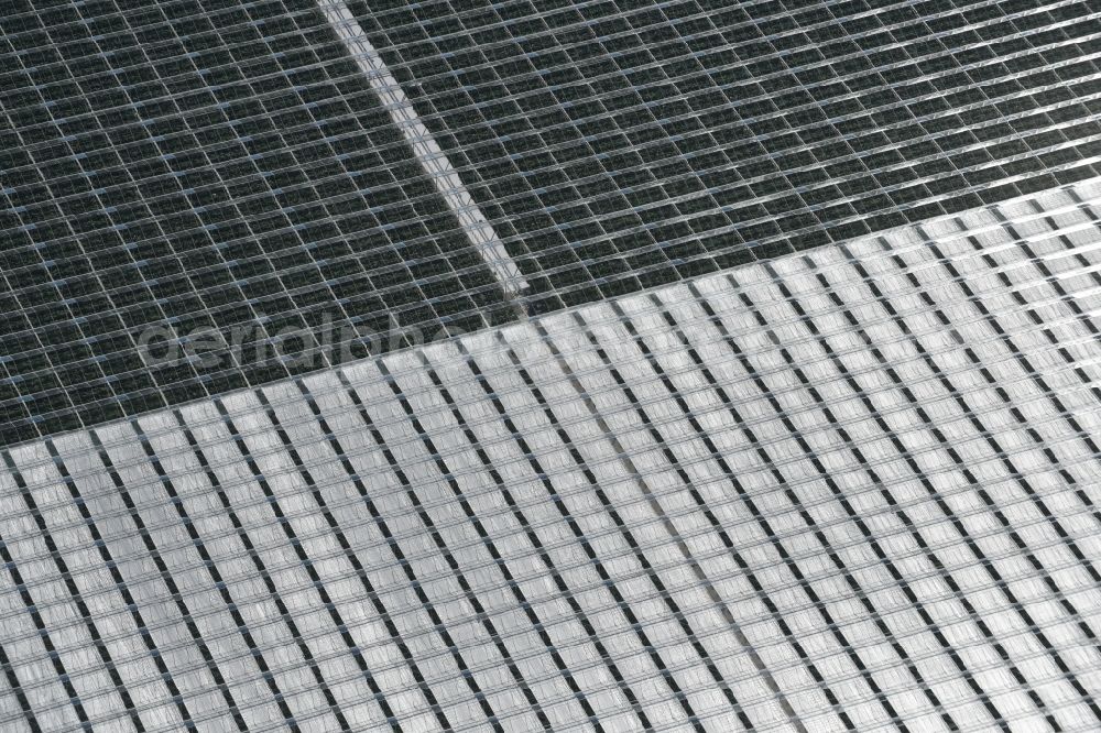 Aerial photograph Bralitz - Glass roof surfaces in the greenhouse for vegetable growing ranks of Werder Frucht GmbH in Bralitz in the state Brandenburg